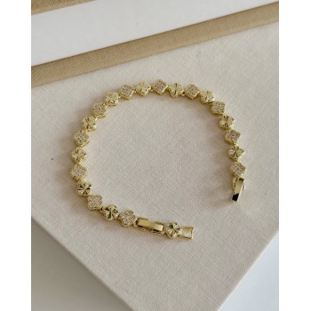 GOLD ZİRKON TAŞLI YONCA BİLEKLİK