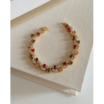 RENKLİ ZİRKON TAŞLI ZİGZAG BİLEKLİK