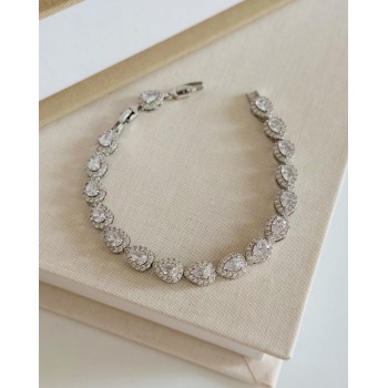 SİLVER ZİRKON TAŞLI BADEM BİLEKLİK