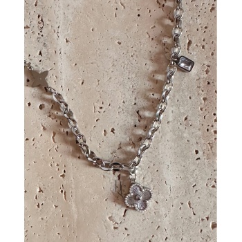 SİLVER YONCA ÇİÇEK KOLYE