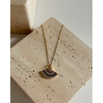 SİYAH YELPAZE KOLYE