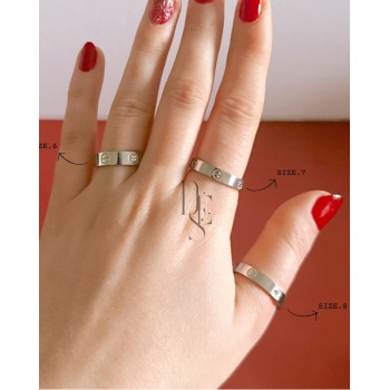 SİLVER VİDA KALIN YÜZÜK KALIN YÜZÜK SİZE 7