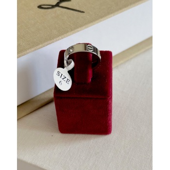 SİLVER VİDA TAŞLI KALIN YÜZÜK SİZE 6