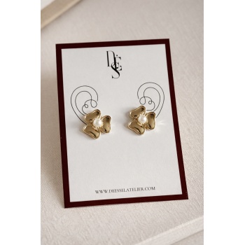 GOLD İNCİ TAŞLI YONCA KÜPE