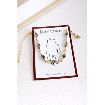 GOLD BAKLAVA FORM AZURE BİLEKLİK