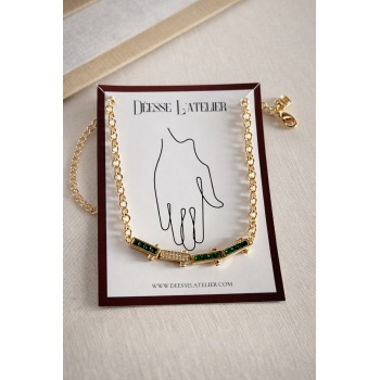 GOLD GREEN TAŞLI BARRA BİLEKLİK