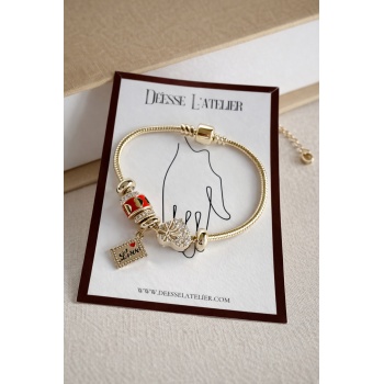 GOLD CHARMLI LOVE BİLEKLİK