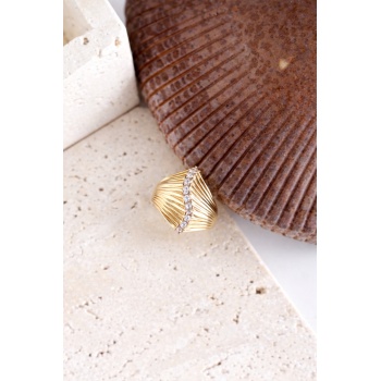 GOLD RIPPLE TAŞLI YÜZÜK