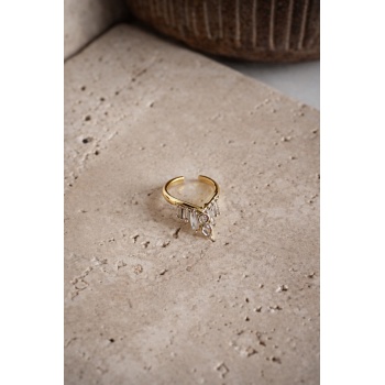 GOLD TAÇ DETAYLI TAŞLI EAR CUFF