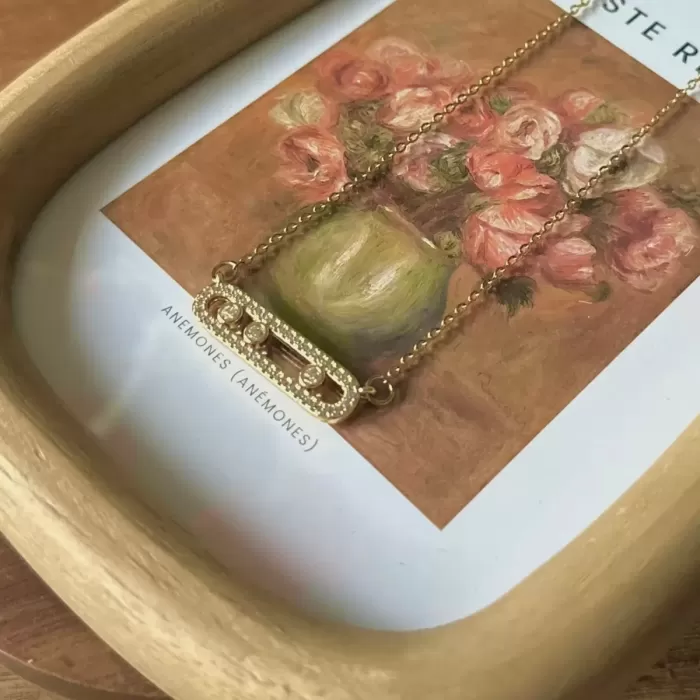 GOLD CRYSTAL BAR KOLYE