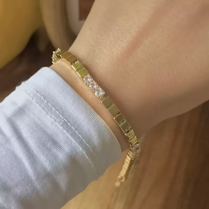 GOLD CRYSTAL SQUARE VIP BİLEKLİK