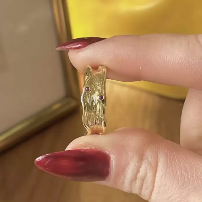 GOLD RUBY DETAIL VINTAGE YÜZÜK