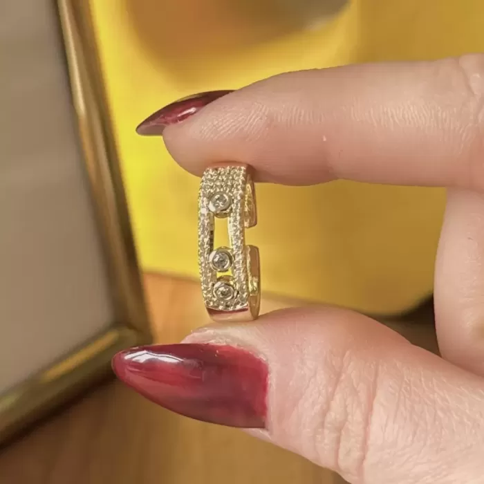 GOLD TRIPLE CRYSTAL OPEN YÜZÜK