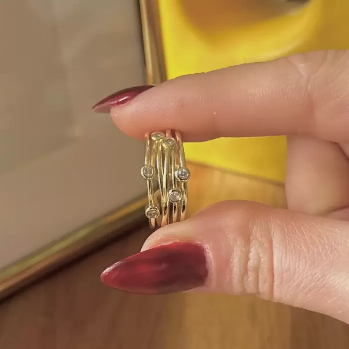 GOLD MULTI BAND CRYSTAL YÜZÜK