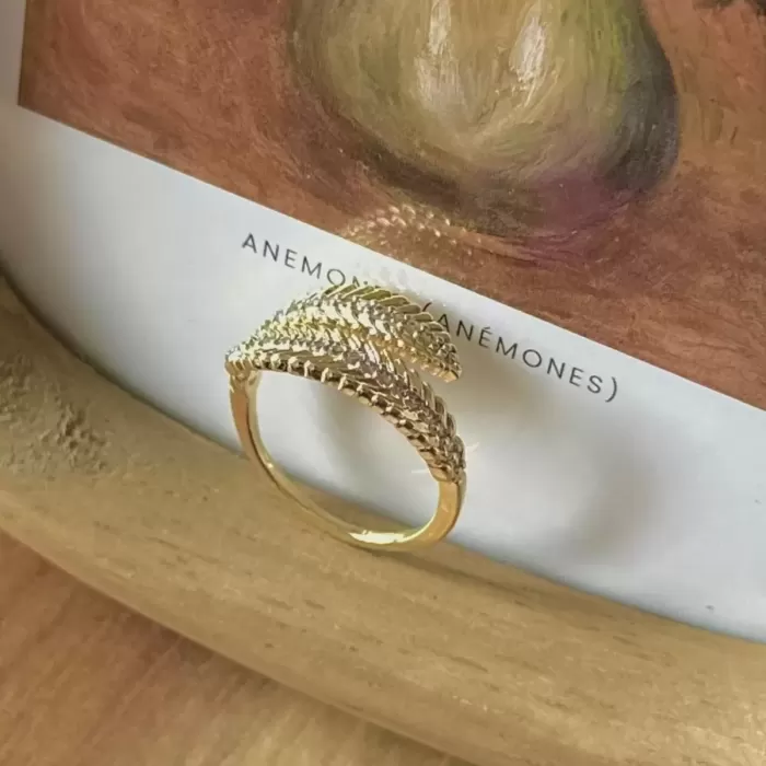 GOLD LEAF CRYSTAL OPEN YÜZÜK