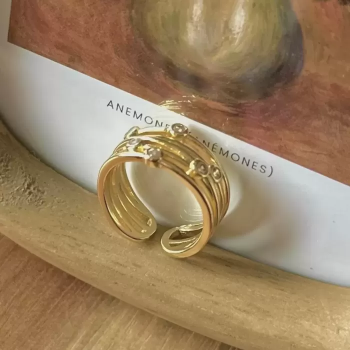 GOLD MULTI BAND CRYSTAL YÜZÜK