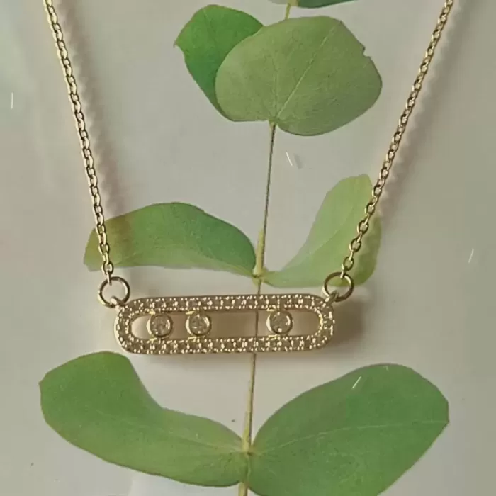 GOLD CRYSTAL BAR KOLYE