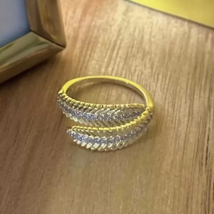 GOLD LEAF CRYSTAL OPEN YÜZÜK