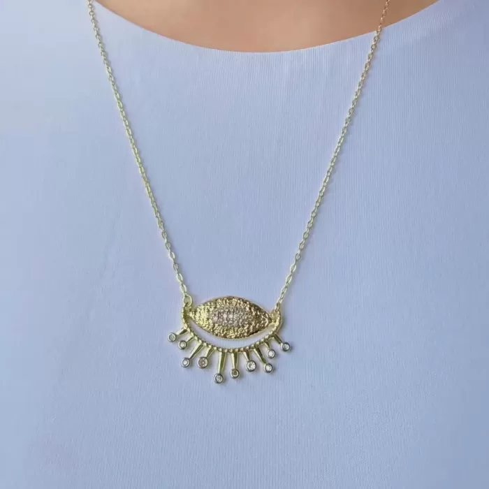 GOLD DANGLING EVIL EYE VIP KOLYE