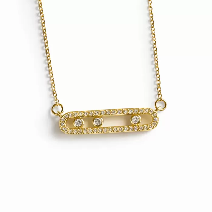 GOLD CRYSTAL BAR KOLYE