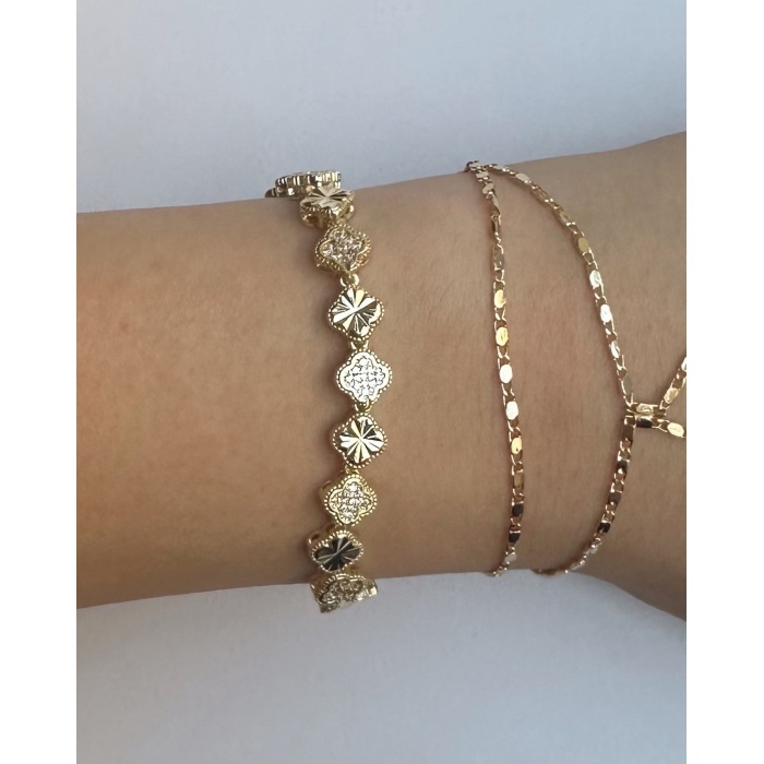 GOLD ZİRKON TAŞLI YONCA BİLEKLİK