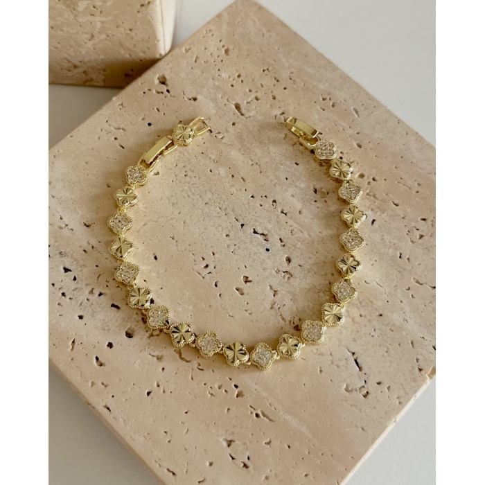 GOLD ZİRKON TAŞLI YONCA BİLEKLİK