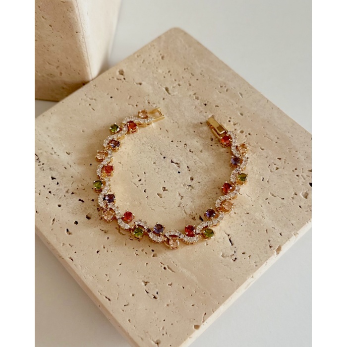 RENKLİ ZİRKON TAŞLI ZİGZAG BİLEKLİK