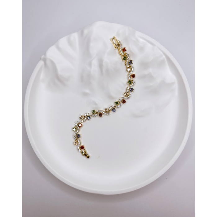 RENKLİ ZİRKON TAŞLI ZİGZAG BİLEKLİK