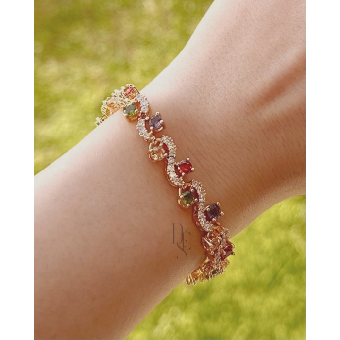 RENKLİ ZİRKON TAŞLI ZİGZAG BİLEKLİK