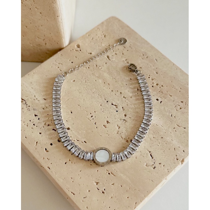 SİLVER ROMA HARF ÇELİK BİLEKLİK