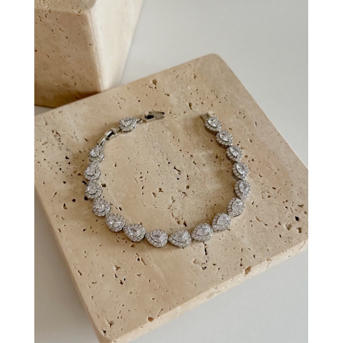 SİLVER ZİRKON TAŞLI BADEM BİLEKLİK