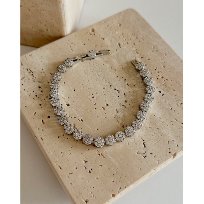 SİLVER ZİRKON TAŞLI BUBBLE  BİLEKLİK