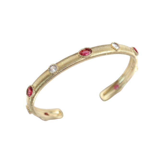 GOLD BAGET ZİRKON TAŞLI VİNTAGE KELEPÇE