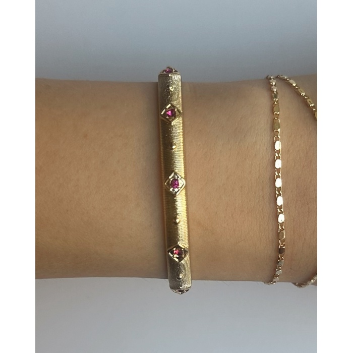 GOLD KARE ZİRKON TAŞLI VİNTAGE KELEPÇE