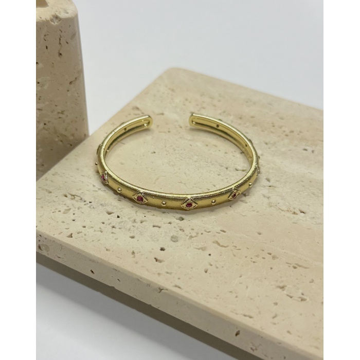 GOLD KARE ZİRKON TAŞLI VİNTAGE KELEPÇE