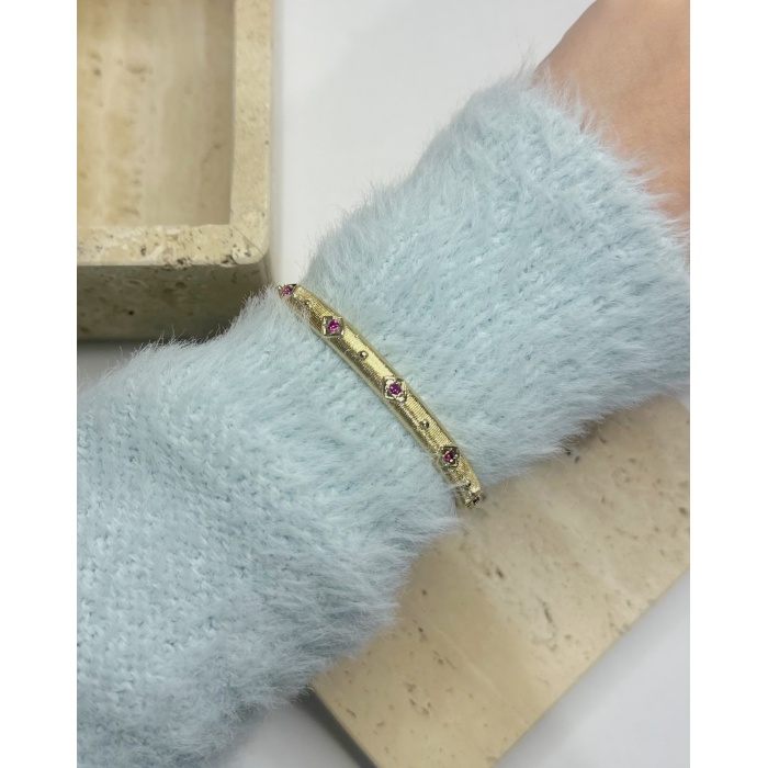 GOLD KARE ZİRKON TAŞLI VİNTAGE KELEPÇE