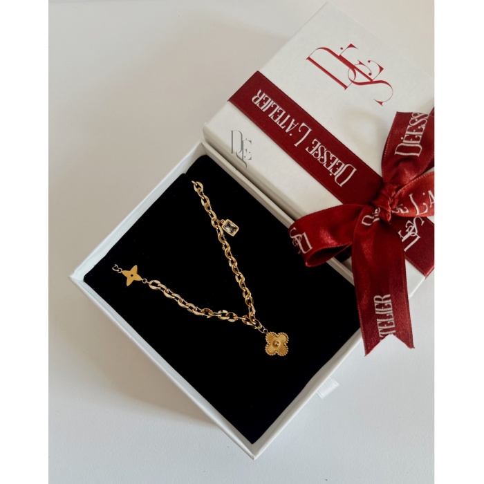 GOLD YONCA ÇİÇEK KOLYE