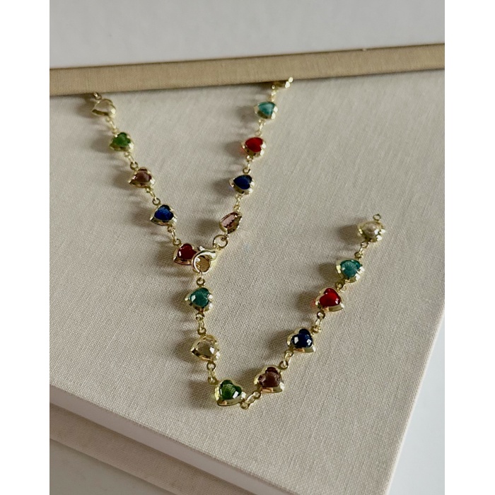 RENKLİ KALPLİ Y KOLYE