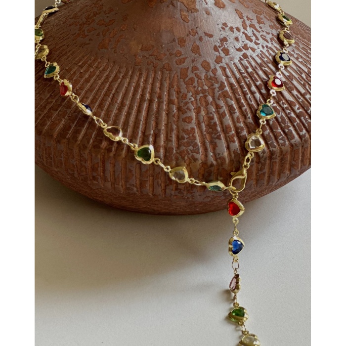 RENKLİ KALPLİ Y KOLYE