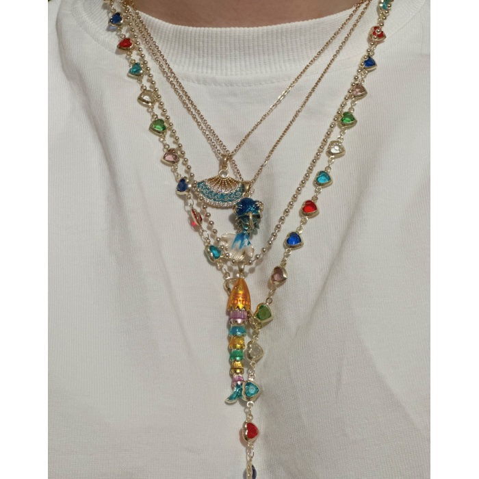 RENKLİ KIVRIK KOLYE