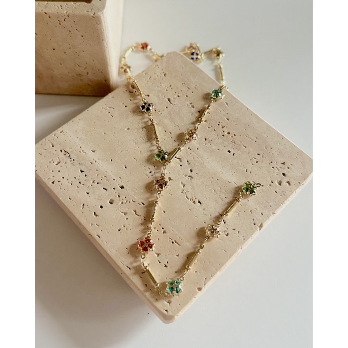 RENKLİ YONCA Y KOLYE