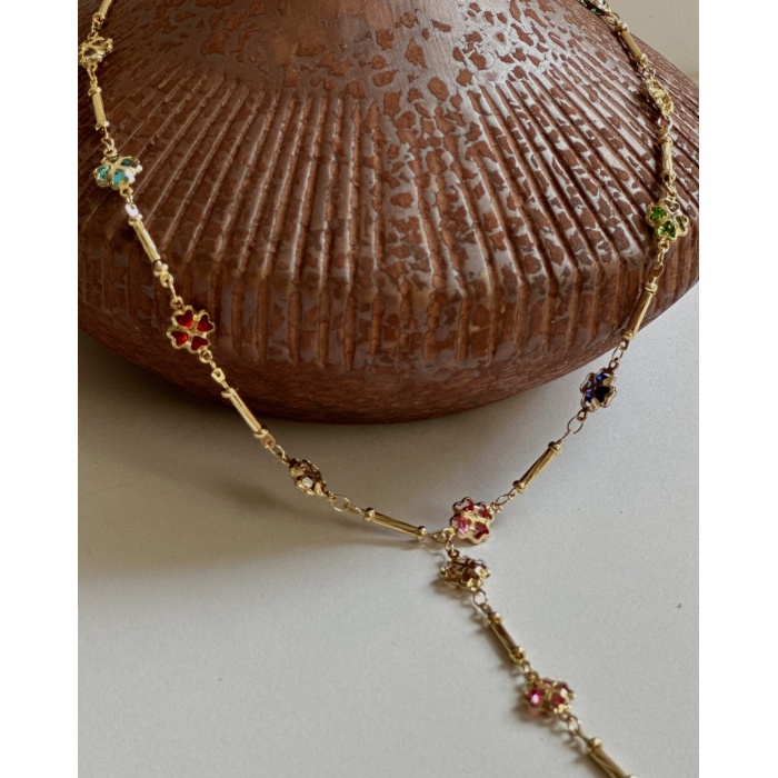 RENKLİ YONCA Y KOLYE