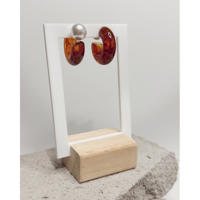 İNCİ TIPA KAHVERENGİ KÜPE