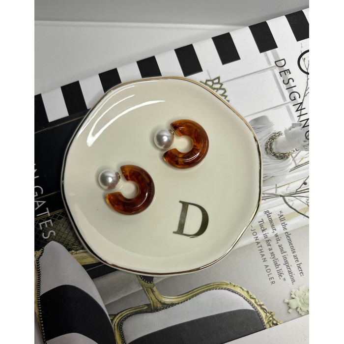 İNCİ TIPA KAHVERENGİ KÜPE