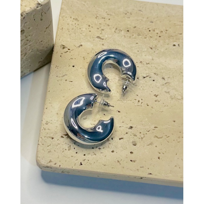 SİLVER ASİMETRİK HALKA KÜPE