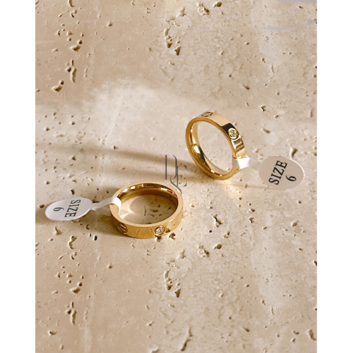 GOLD VİDA TAŞLI KALIN YÜZÜK SİZE 9