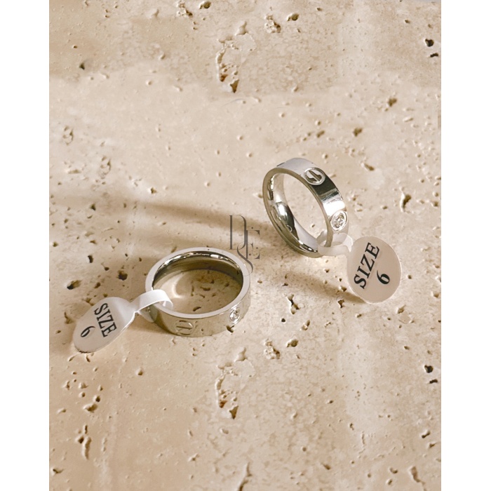 SİLVER VİDA TAŞLI KALIN YÜZÜK SİZE 6