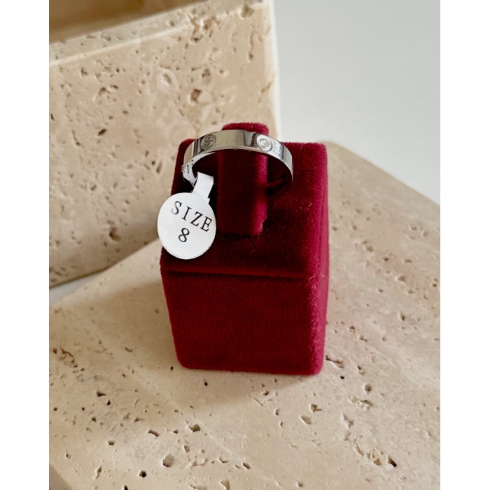 SİLVER VİDA TAŞLI KALIN YÜZÜK SİZE 8