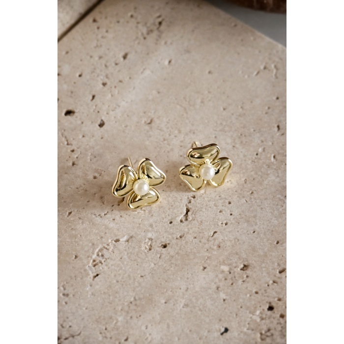 GOLD İNCİ TAŞLI YONCA KÜPE