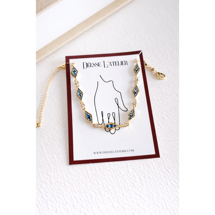 GOLD BAKLAVA FORM AZURE BİLEKLİK